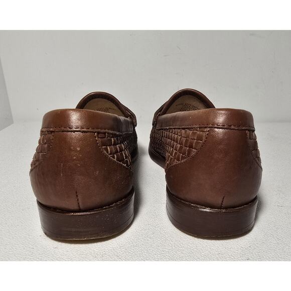 J.Crew Winona Penny Loafer Woven Italian Leather Womens 8.5 US Cognac Brown - Picture 7 of 10